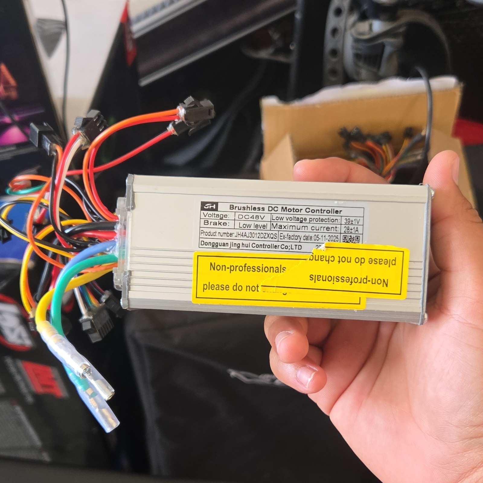 48V Brushless DC E-Bike Motor Controller w/ Wiring Harness Silver JH4AJ3012D
