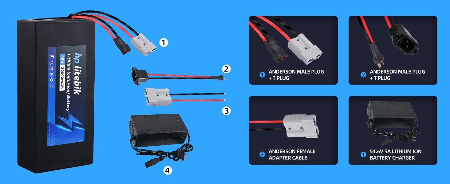 72V 48V 36V 24V Ebike lithium Battery For Electric Bicycle 200W-3600W Motors BMS