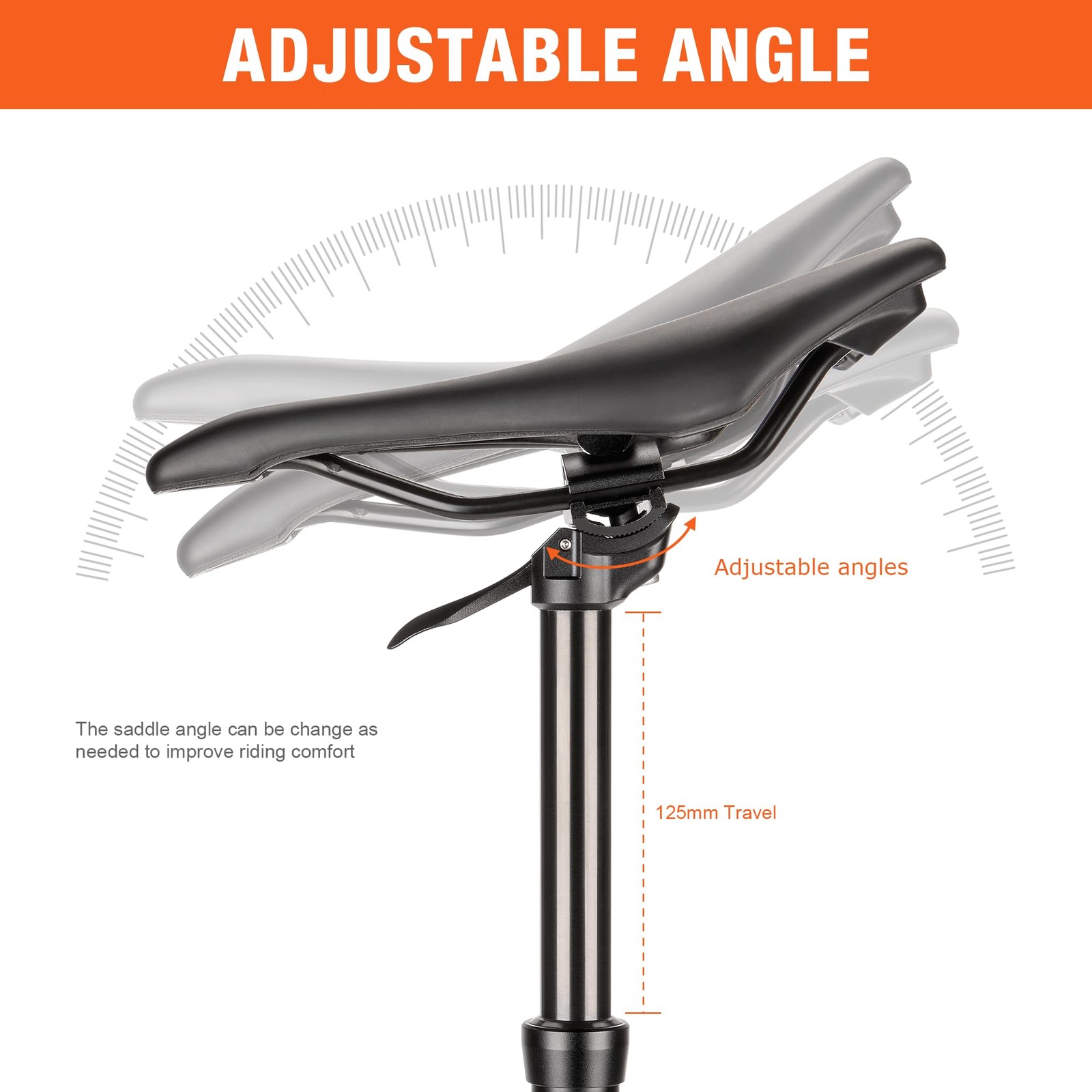 Dropper Post 27.2/30.4/30.9/31.6mm x 400mm Length 125mm Travel 27.2, Black