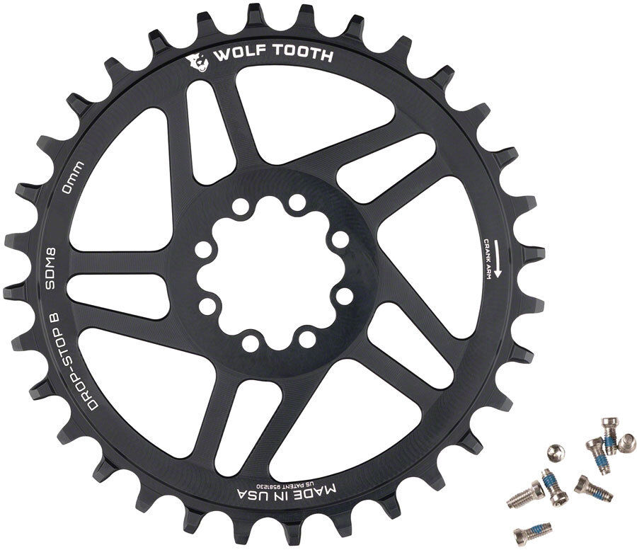 Wolf Tooth Direct Mount Chainring – 34t, Direct Mount, Drop-Stop B, For 8-Bolt