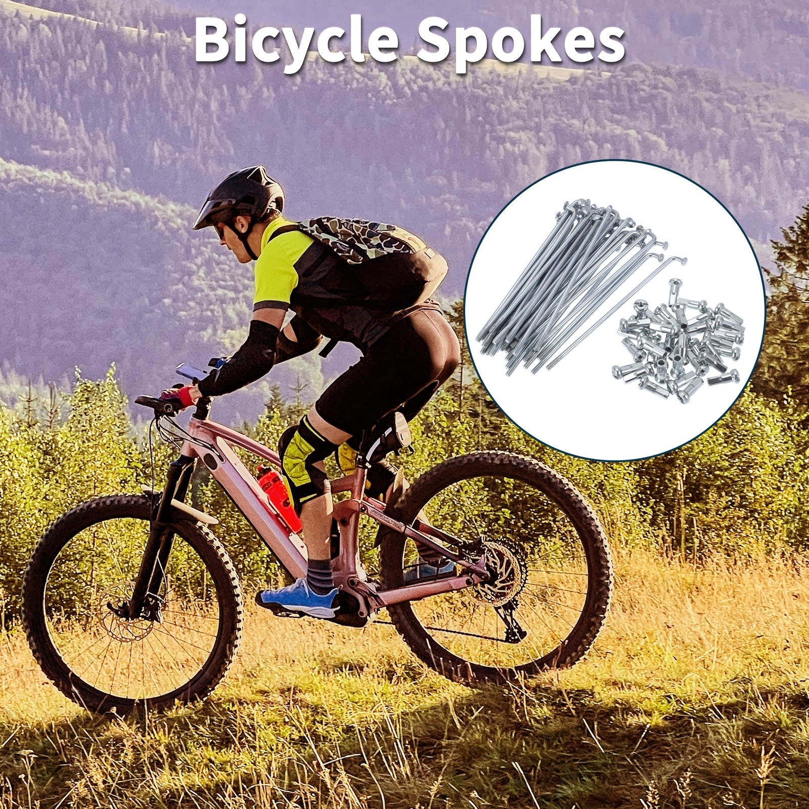 1 Set 13G 80mm Length Bicycle Spokes Nipple 45 Steel Galvanized Universal