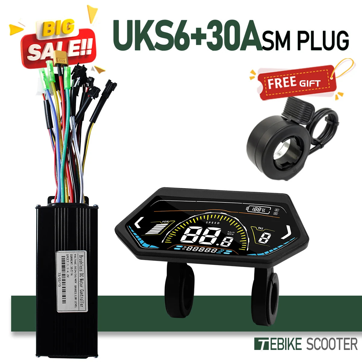 Electric Bike Sinewave Controller 17A 26A 30A 40A with Learning Function Display