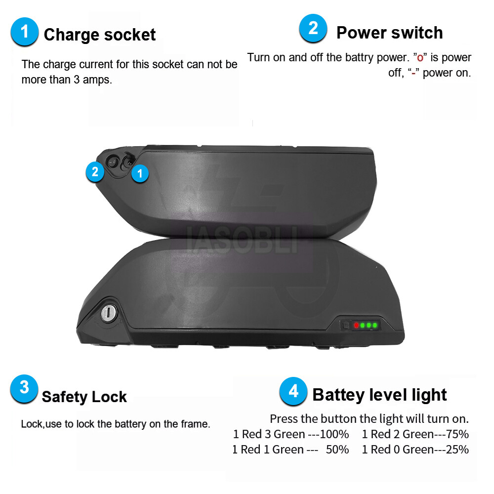 Ebike Battery 48V 30Ah Samsung Li-ion Downtube for 50W~1500W Electric Bike Motor