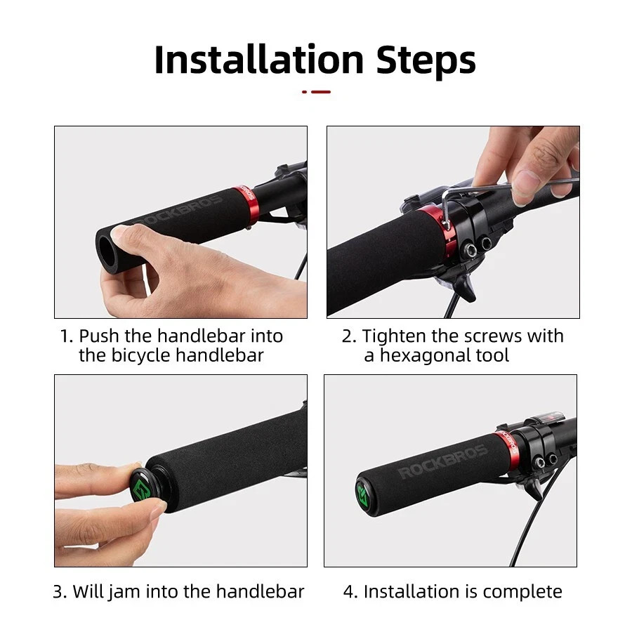 ROCKBROS BMX MTB HandleBar Grips Foam Single Lock on Soft Comfortable Non-Slip