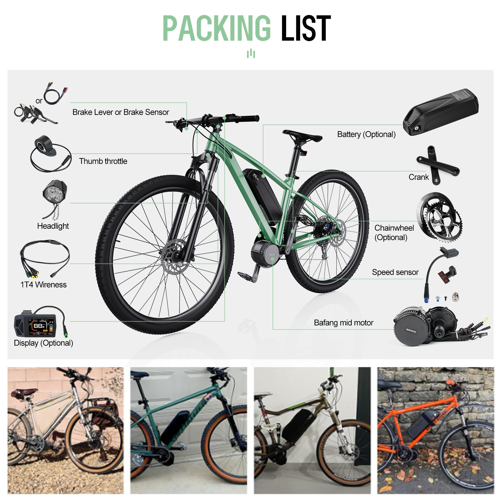 BAFANG 36V250W/350W/500W Mid Drive Kits BBS01B BBS02B for 68-73mm Bottom Bracket