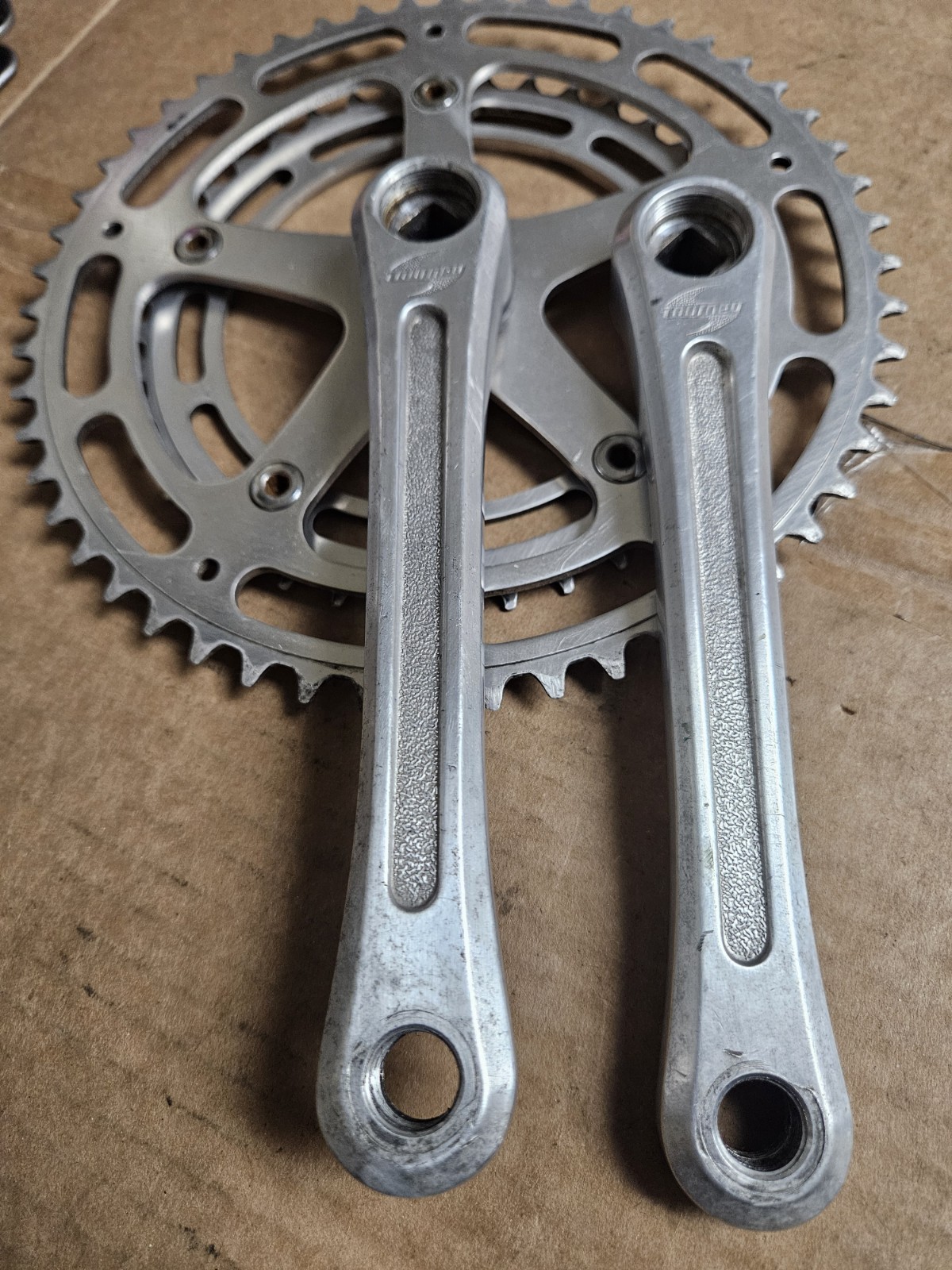 1980 Takagi Tourney Crankset, double 52/40T, 170mm, 130 BCD, square taper, used