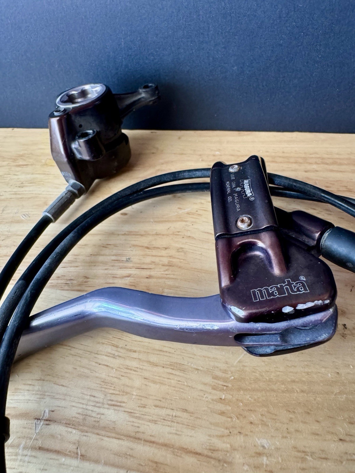 Vintage Magura Marta Hydraulic Disc Brake Set Front & Rear Brown Ano IS Mount