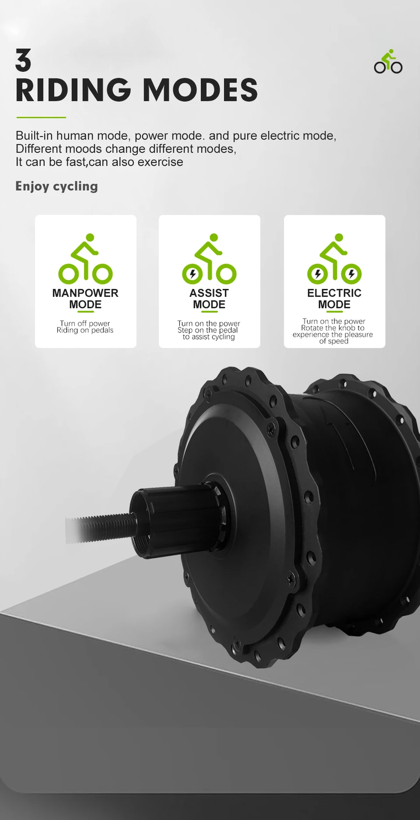 20 26 Inch 36V 48V 500W Rear Cassette Hub Motor Snow E-bike Conversion Kit
