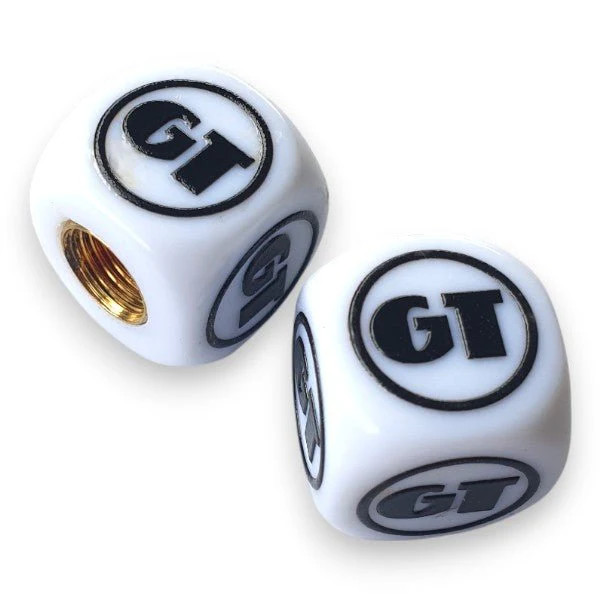 GT BMX – One color Dice Tire Valve Caps (Pair) – White