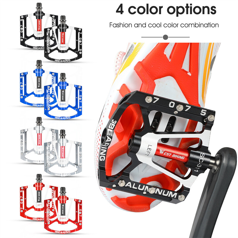 WEST BIKING 3 Sealed Bearing Bicycle Pedals Aluminum Cycling Bike Pedals 9/16 in