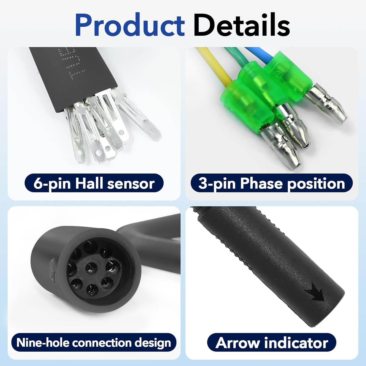 9 Pin Hub Motor Extension Cable 60CM Waterproof Connector E-Bike Conversion