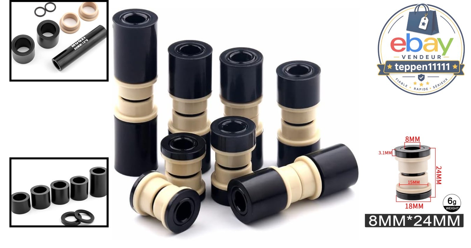 MTB Rear Shock Mounting Hardware M8x22mm 7-Piece Kit