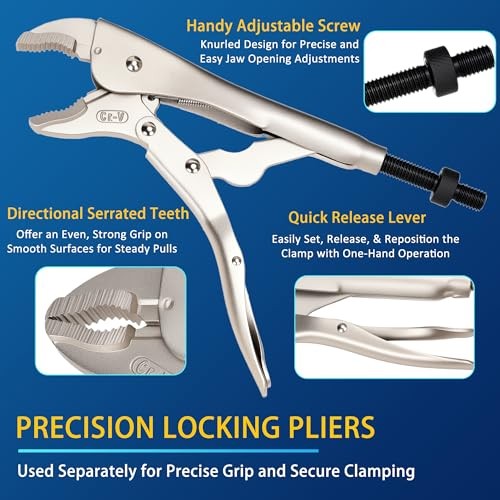 Locking Pliers Slide Hammer Puller Set, 9.8 in Locking Pliers 2 lb Slide