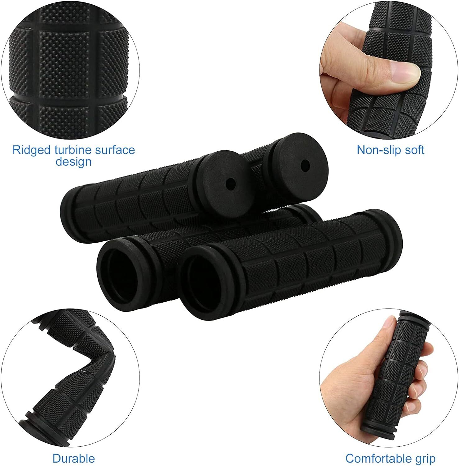 BMX MTB Bike Grips Mountain Bicycle Handlebar Soft Rubber Scooter Non Slip Pair