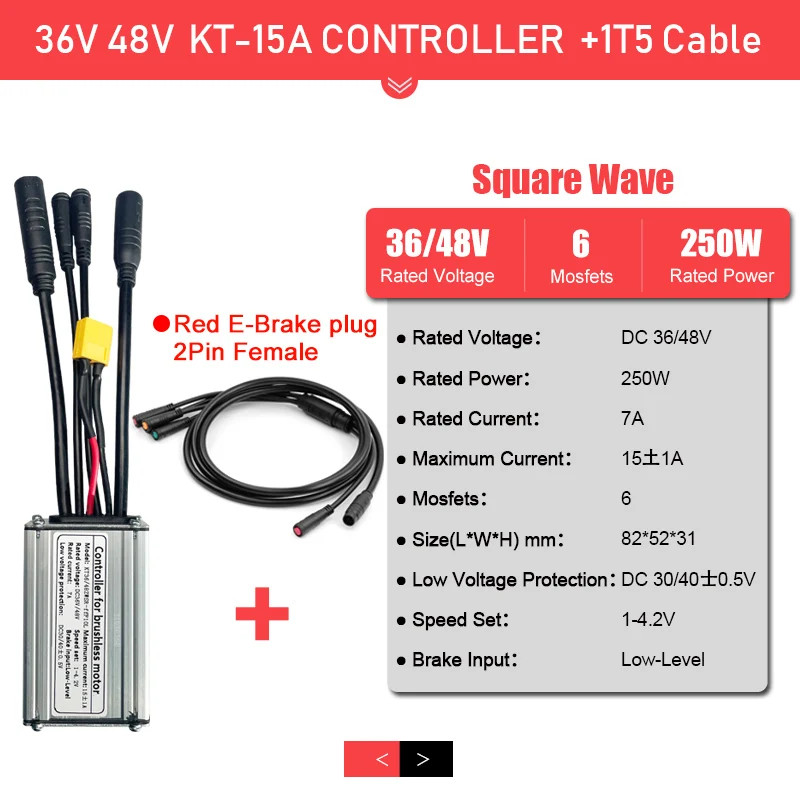 E-bike Sine Wave Controller 36V 48V Waterproof Brushless 250W-1000W Motor 1T5