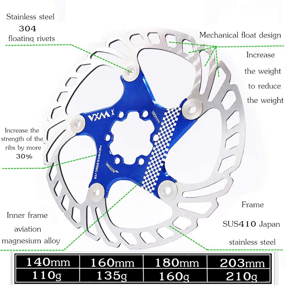 YBEKI Bike Disc Brake Rotor 140mm 160mm 180mm 203mm disc 180, black