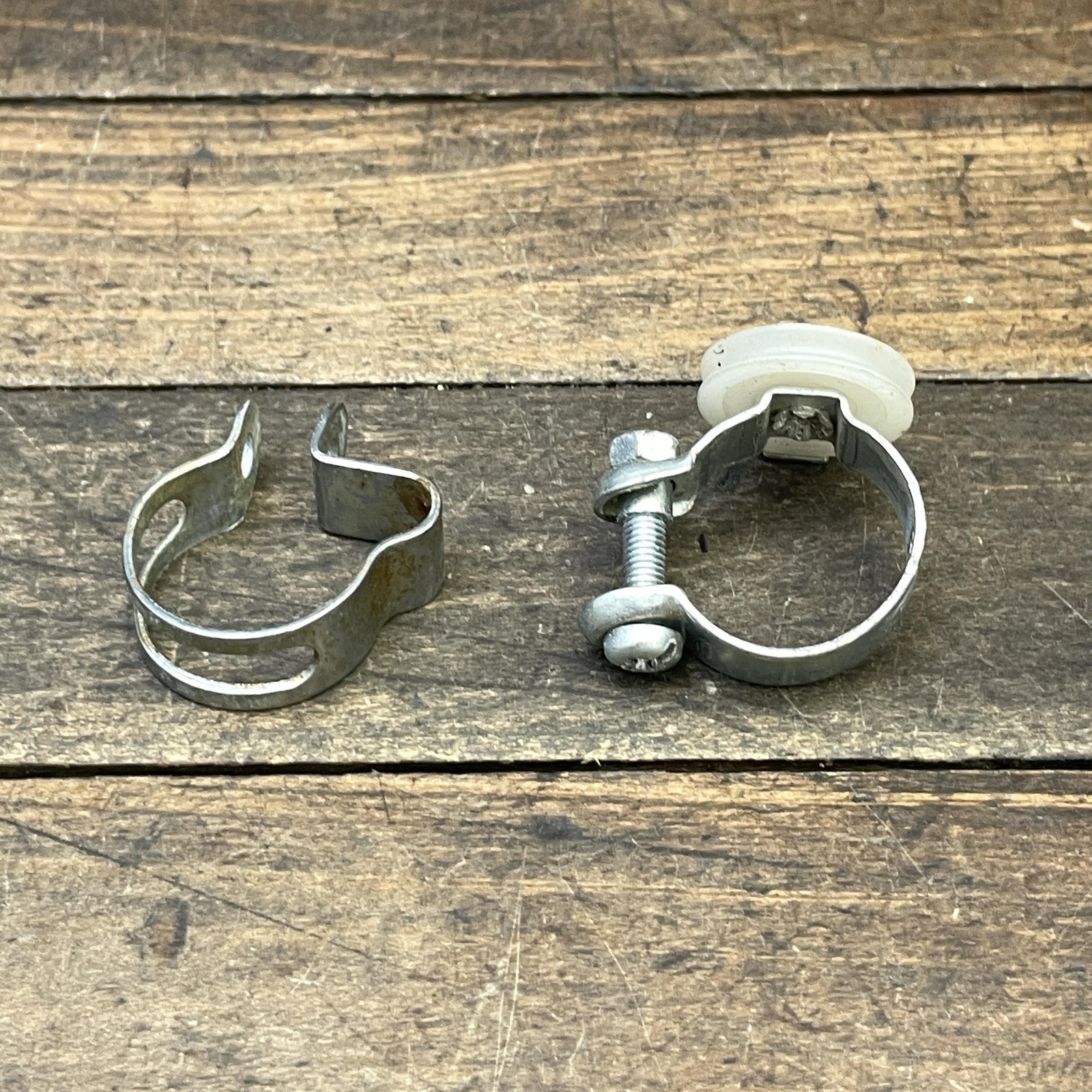 Vintage Shimano Cable Guides Pair Clamp On Pulley Silver Steel Bike 3 Speed