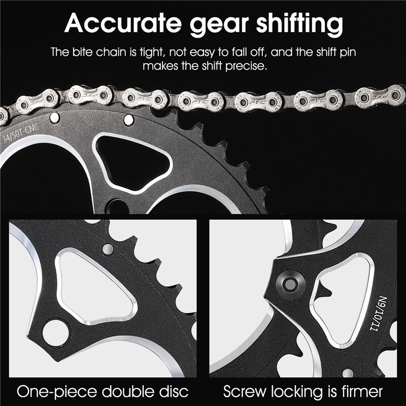 WEST BIKING Road Bike Double Chainring 110BCD 34T/50T Tooth Plate 9/10/11 Speed