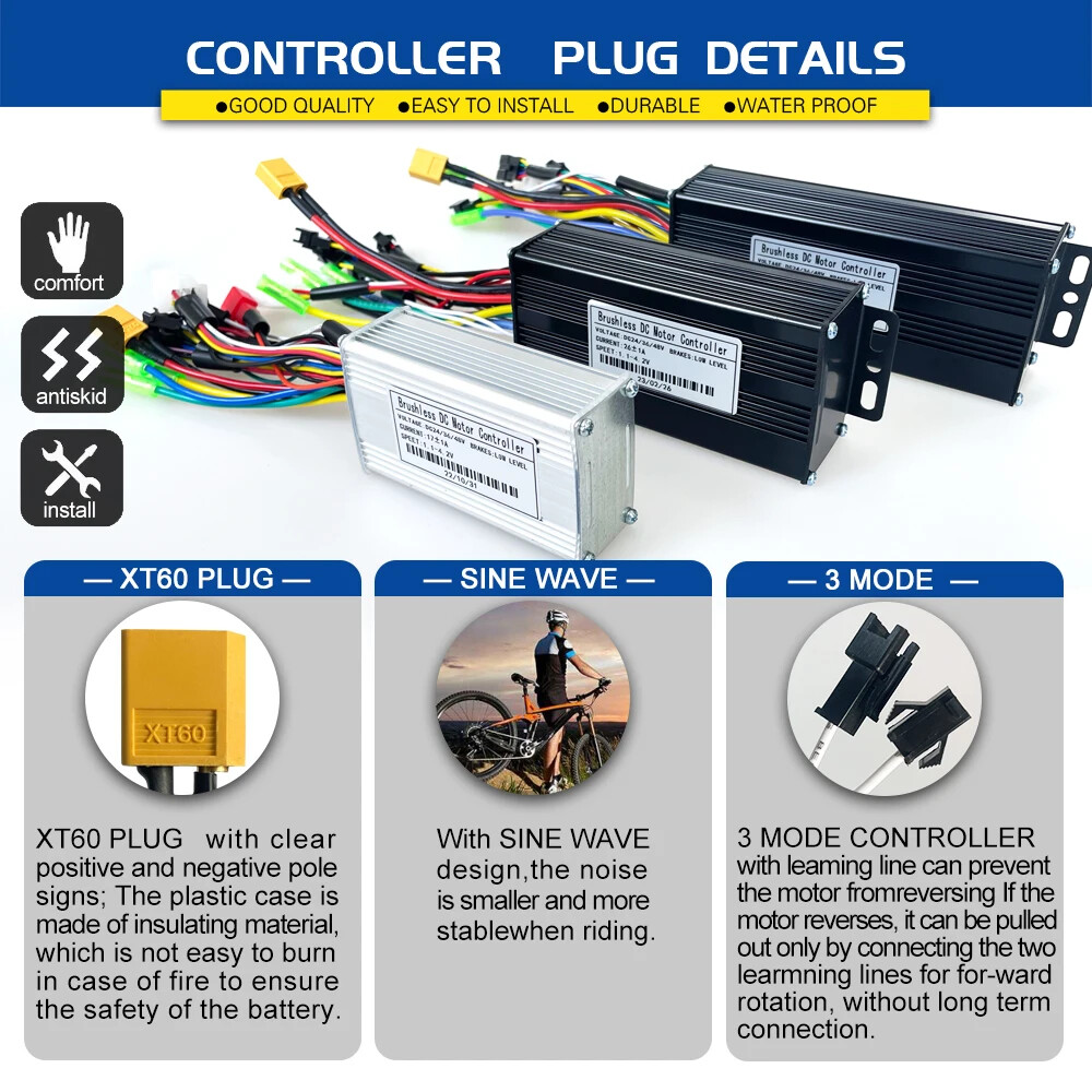 Electric Bike Sinawave Controller 36V/48V 17A 26A 30A 40A with LCD DIsplay S866