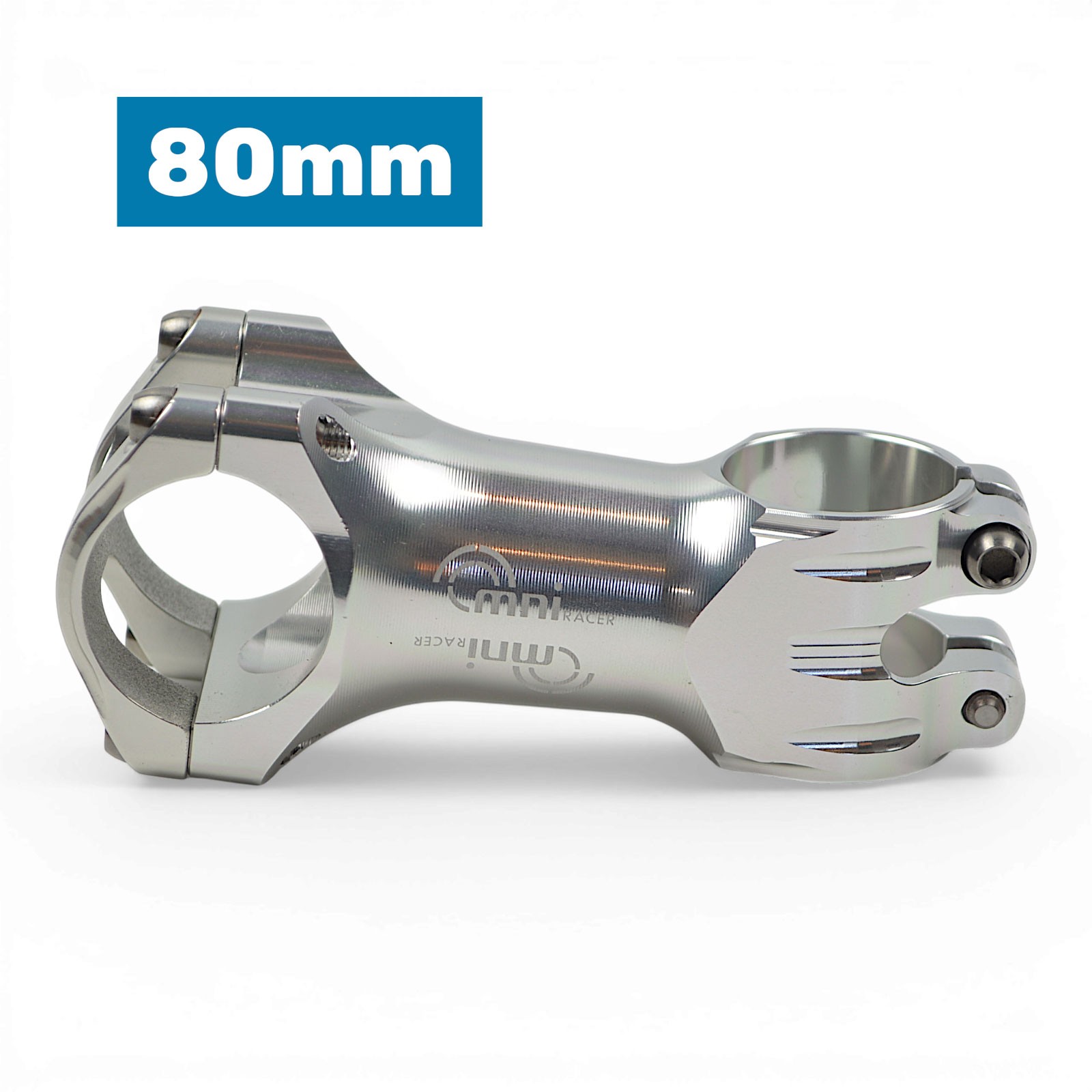 31.8x80mm OMNI Racer WORLDS LIGHTEST RACE-Lite Handlebar Stem & Ti Bolts SILVER