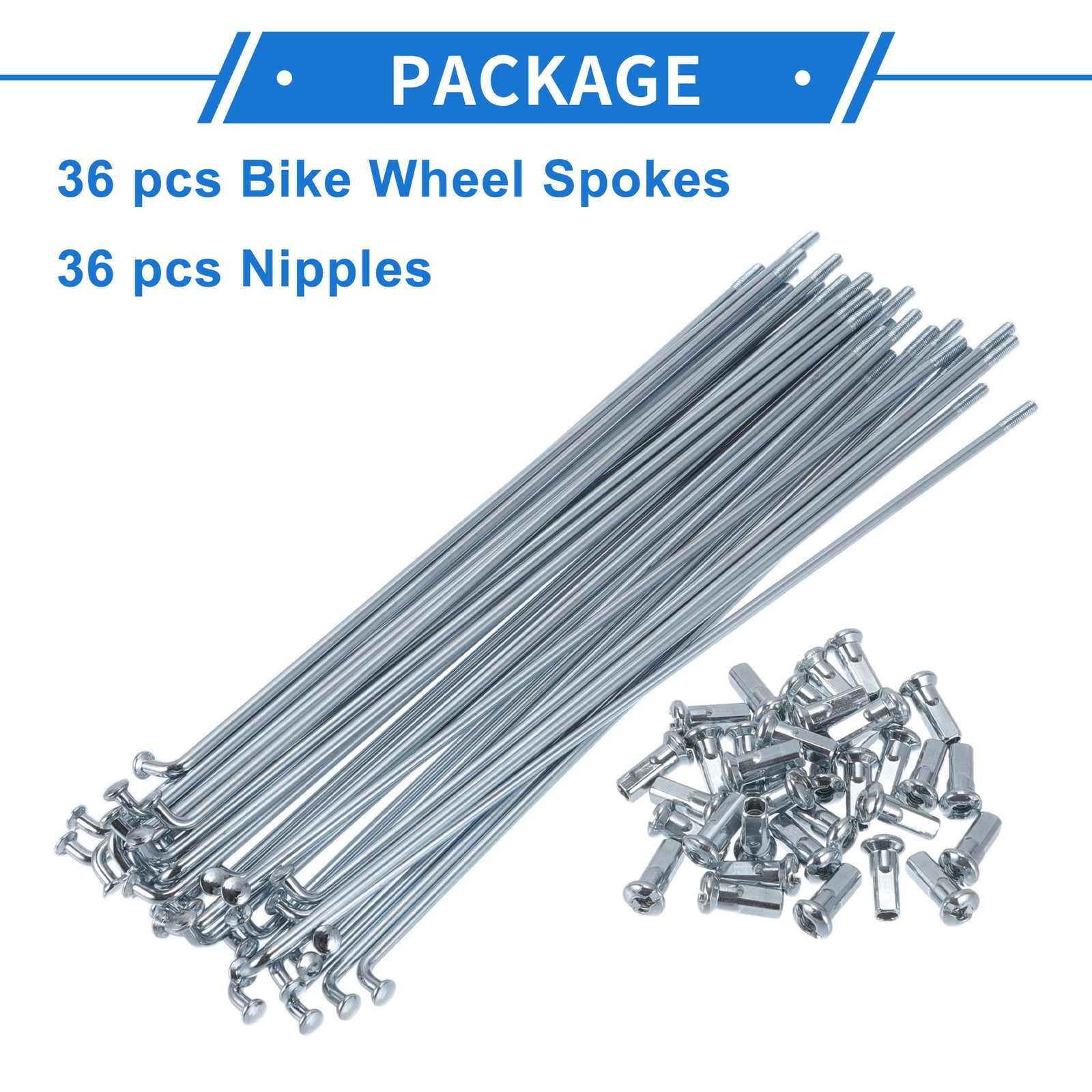 1 Set 12G 175mm Length Bicycle Spokes Nipple Carbon Steel Galvanized Universal
