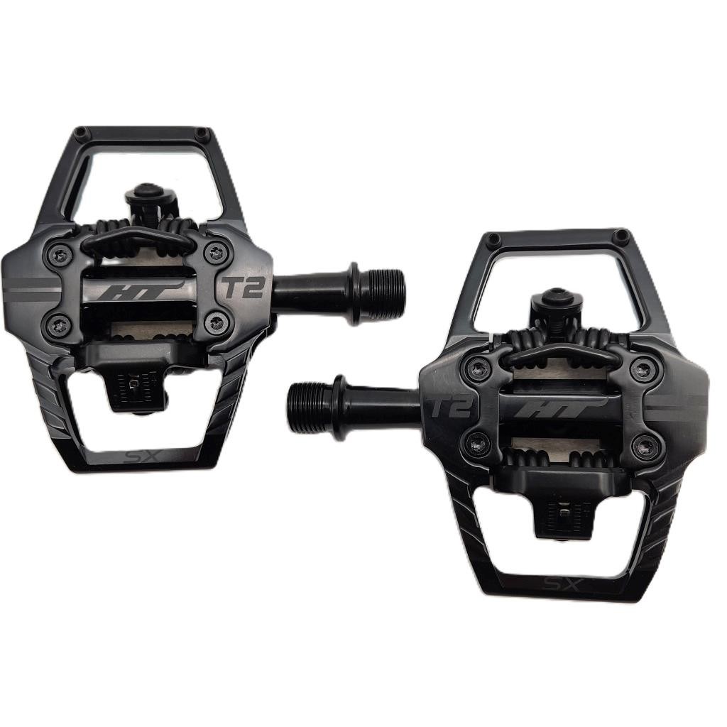 HT Components T2-SX Dual Sided Clipless Bicycle Pedals w/ Platform Stealth Black