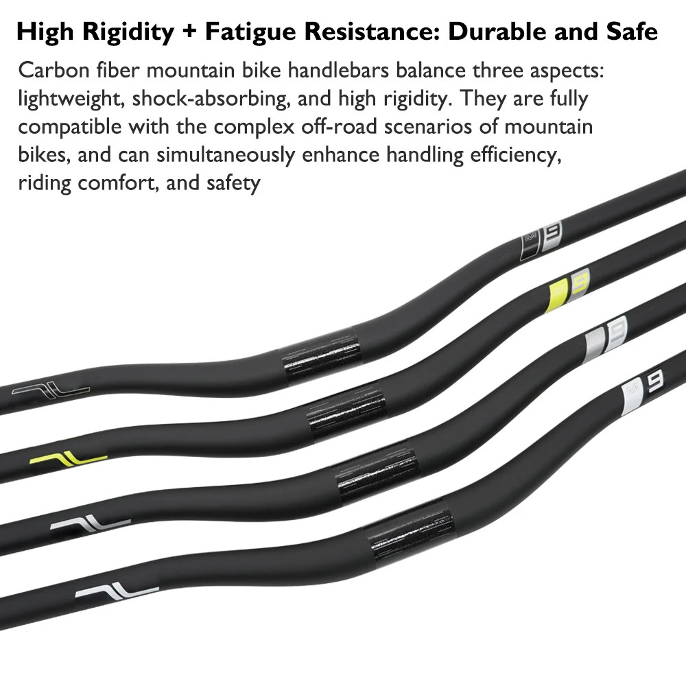Carbon Mountain Bike Handlebar 31.8mm Clamp 780-800mm 30/50mm Rise 8 Sweep