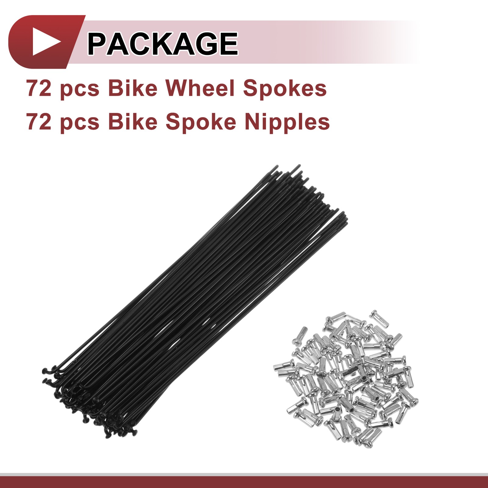 72 Set 14G Bicycle Spoke 192mm Bike Wheel Spoke Carbon Steel Black