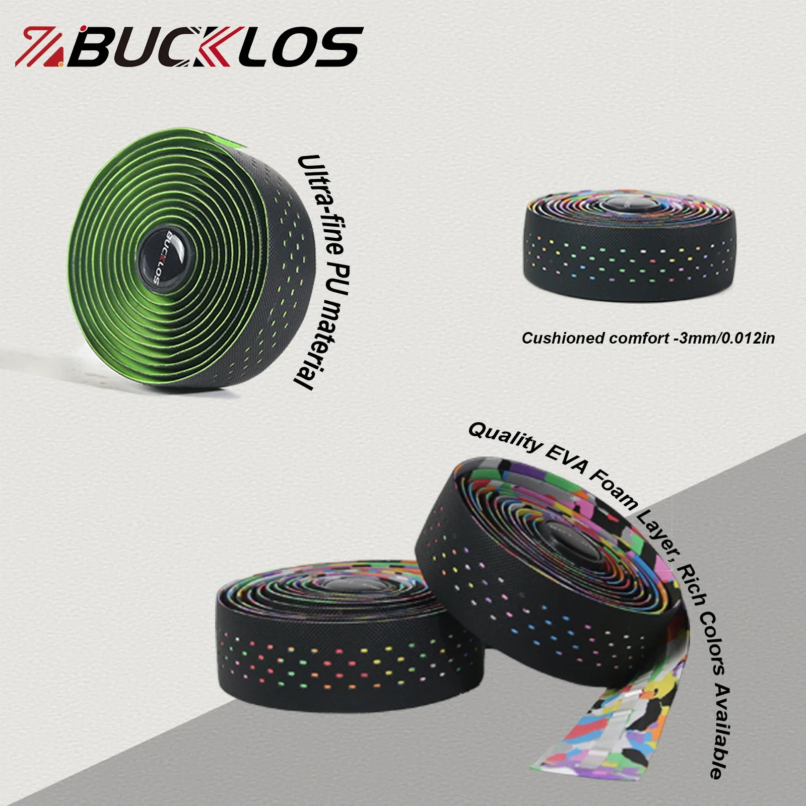 Road Bike Handlebar Tape PU EVA Shockproof Bicycle Bar Wrap with Plugs 2PCS Set