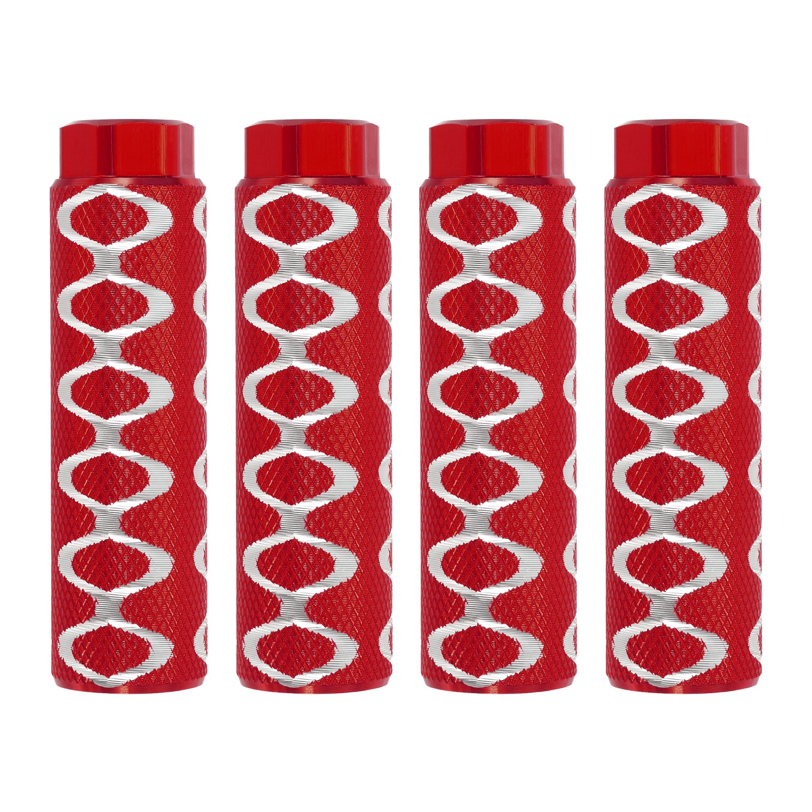 4 Pack Aluminum Alloy Bike Pegs Anti-Skid Fit 3/8 Inch Axles with Circle Red