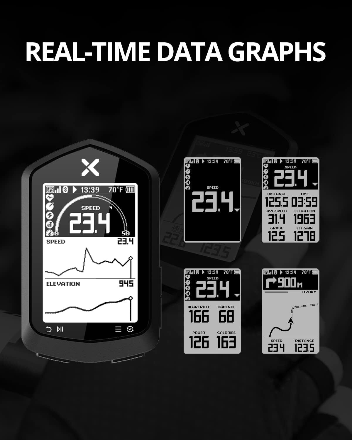 XOSS NAV Cycling Computer GPS Wireless Ant+ with black