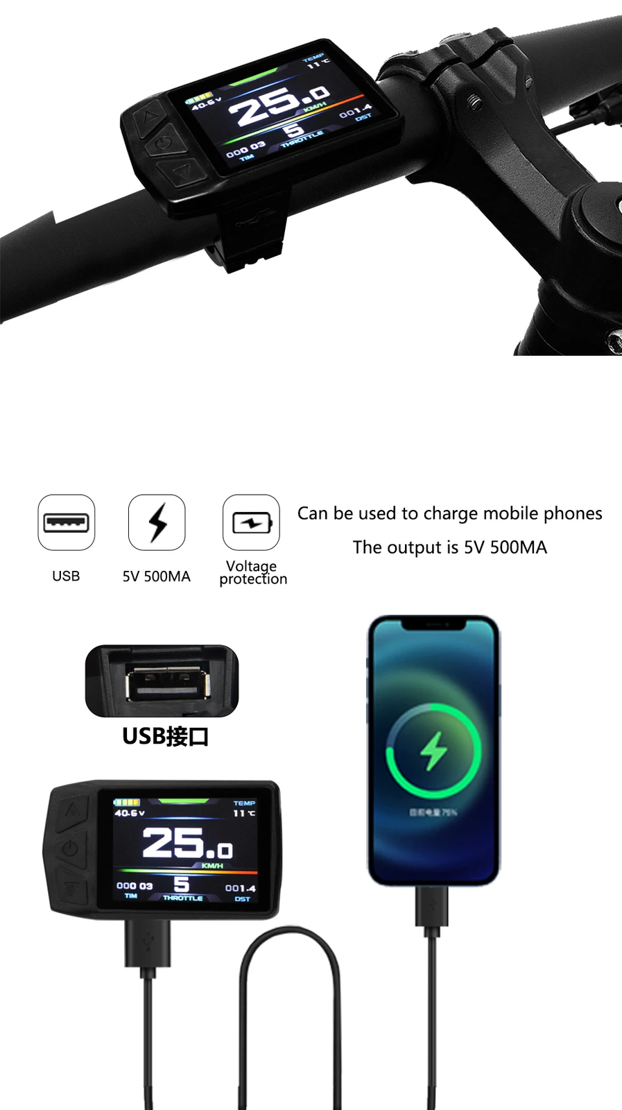 E-bike Controller 500W/750W Electric Bike Sinewave Controller 25A Match Display