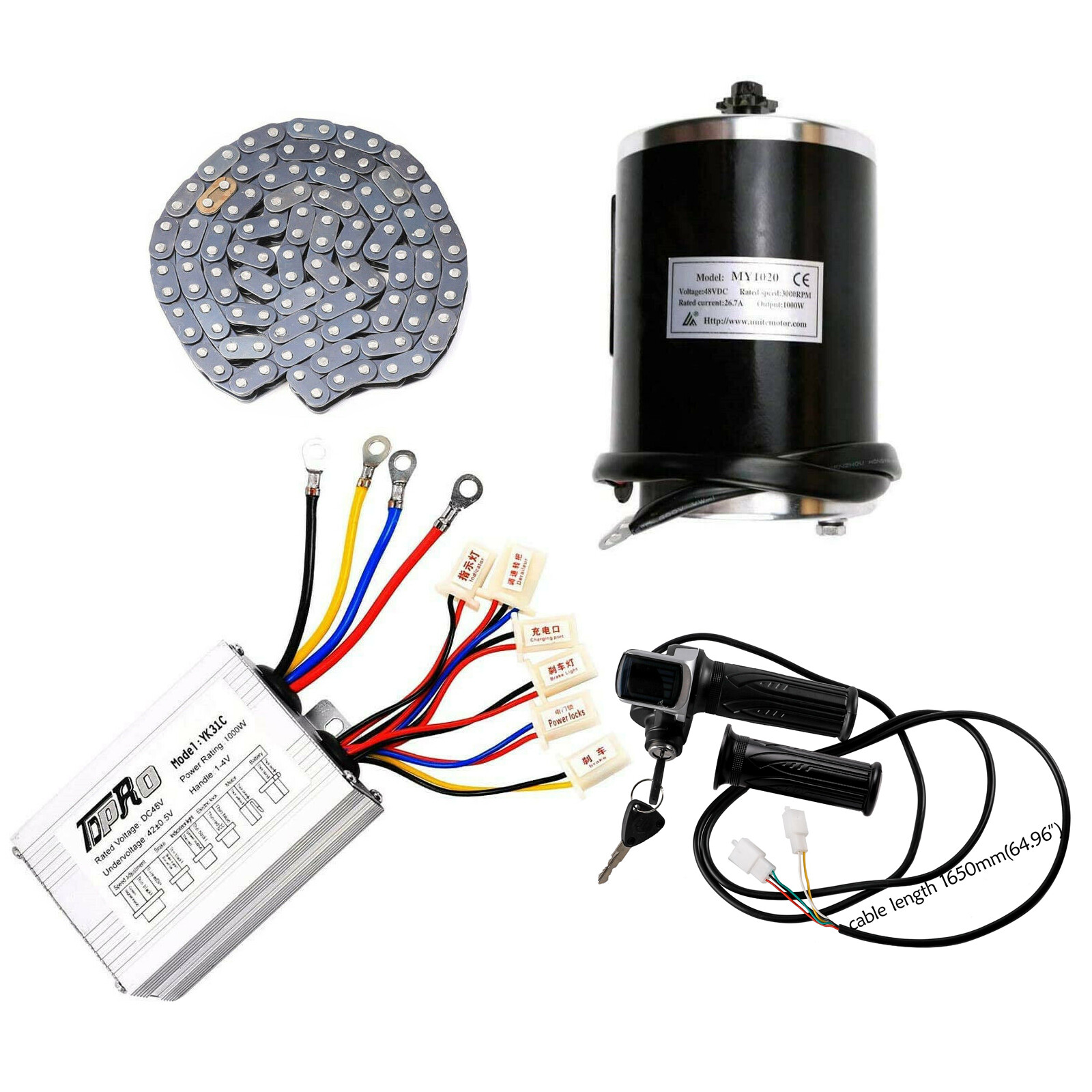 DC48V 1000W Brush Motor Controller Conversion Kit for Electric Bicycle ATV Ebike