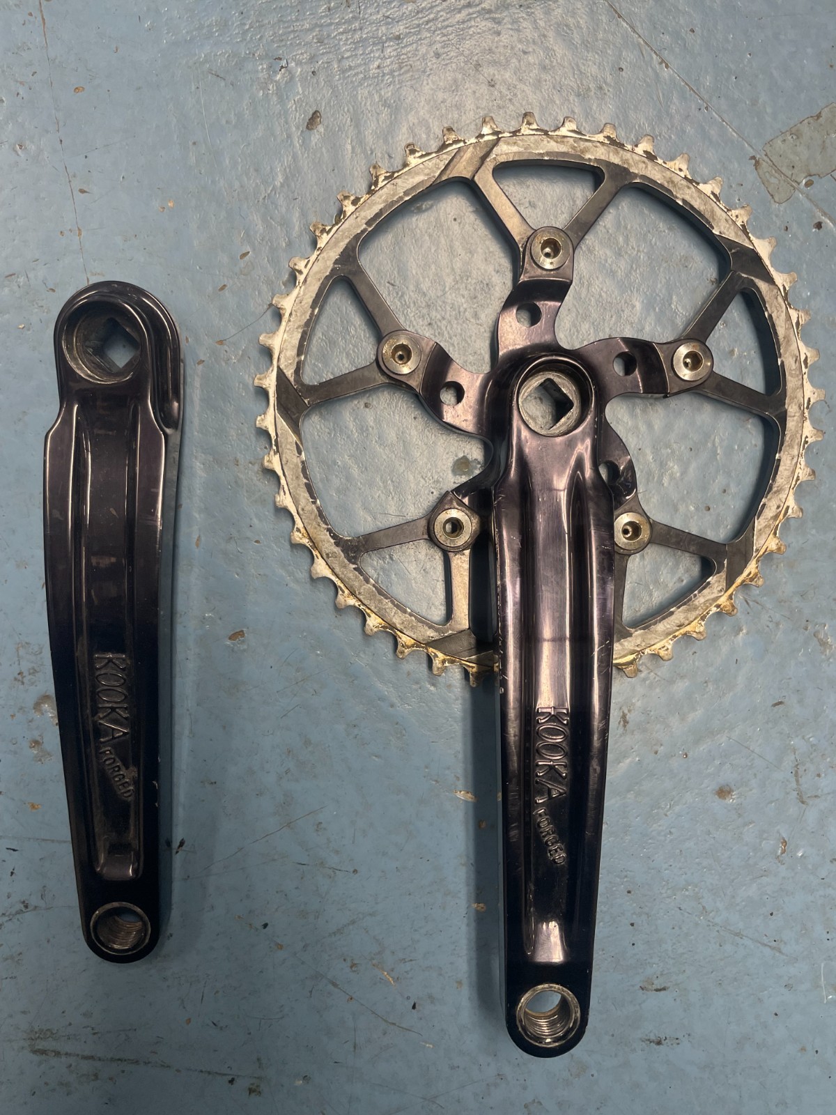 Kooka Forged MTB crankset anodized black 175mm square taper 94/58 BCD alloy