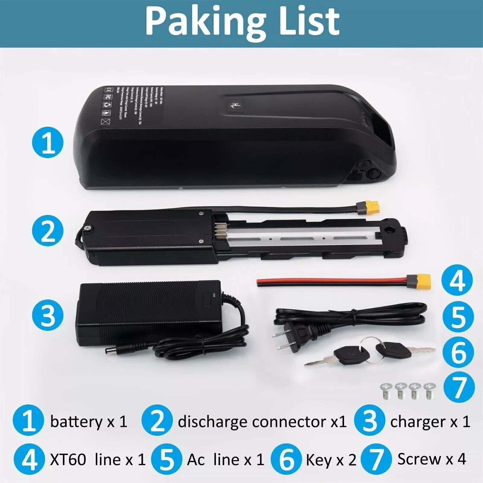 52V 48V 36V 15Ah 20AH Li-ion Battery w/Charger BMS ≤1800W EBike Electric Bicycle