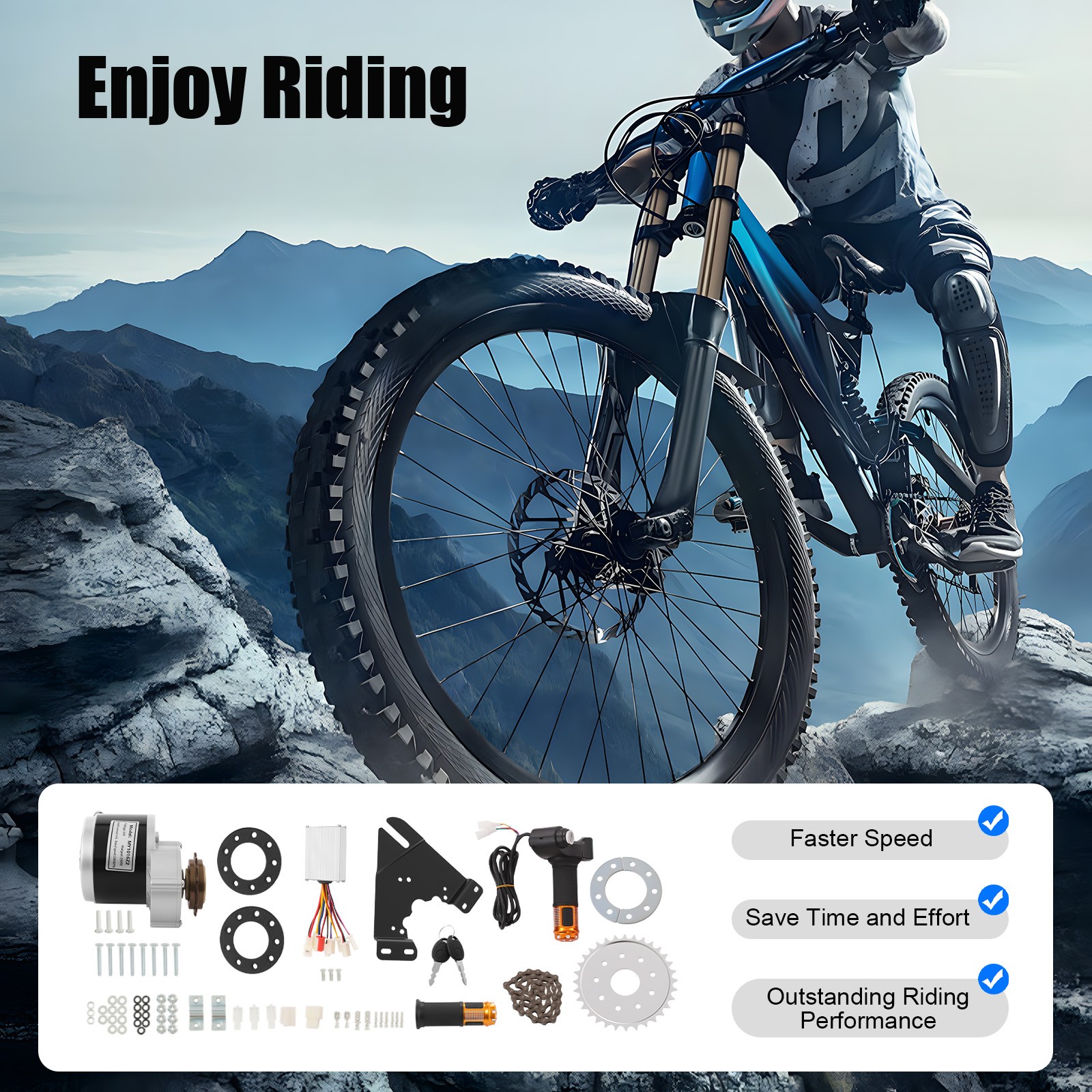 250W 24V Electric E-Bike Conversion Kit Brush Motor w/freewheel Motor Controller