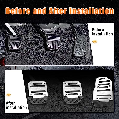 3PCS Non-Slip Car Pedal Pads, Manual Gearbox Gas Pedal Brake Silver&Manual