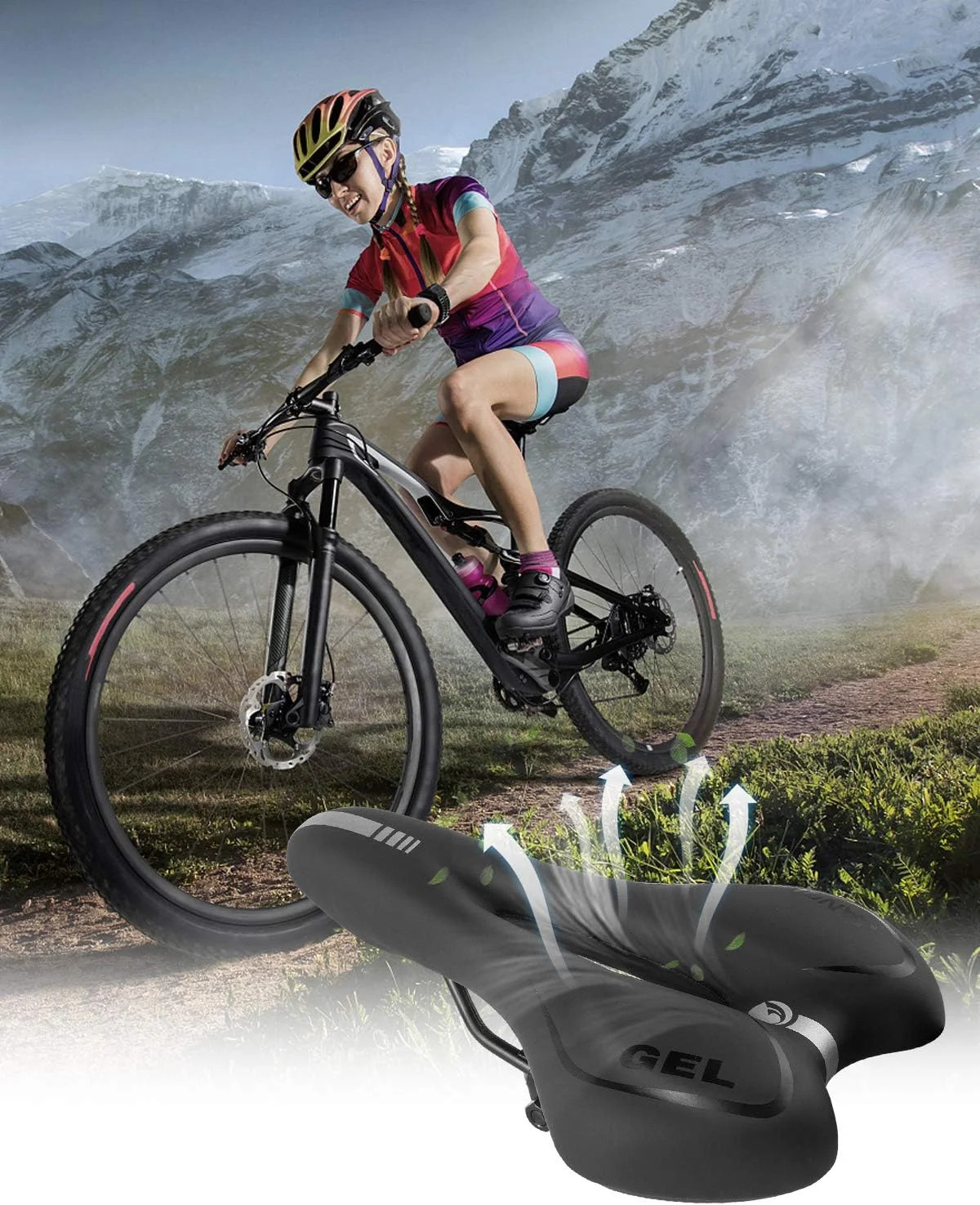 MSDADA Gel Bike Seat Bicycle Saddle, Bike Saddle for Men & Women, Waterproof Bic