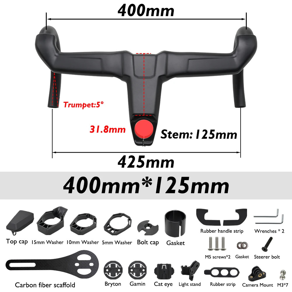 Full Carbon Integrated Drop Bar 6 Degree Flare Road Bike Aero Handlebar