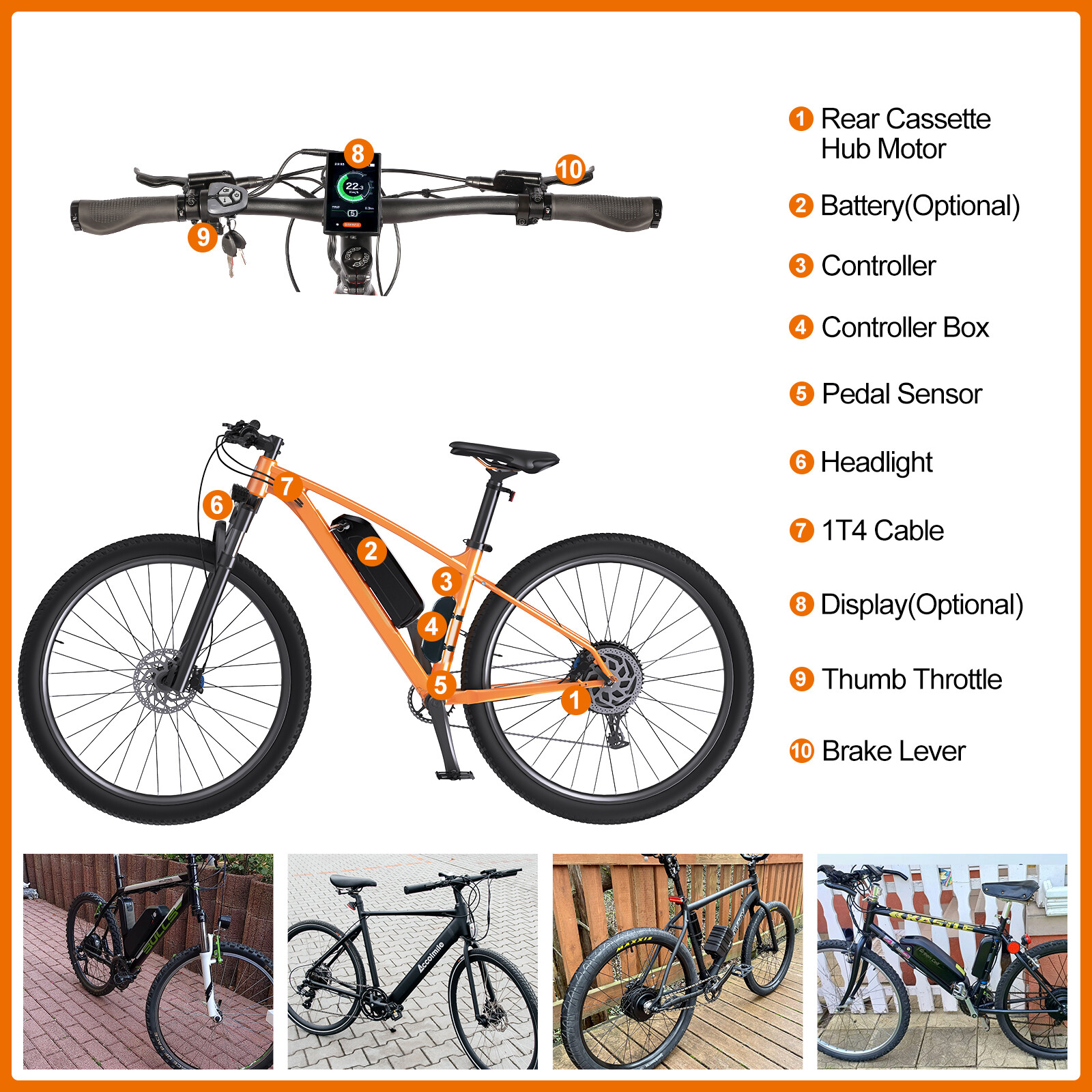 Bafang 26″ 27.5″ 700C 48V 500W Electric Bicycle Rear Hub Wheel Motor V-Brake