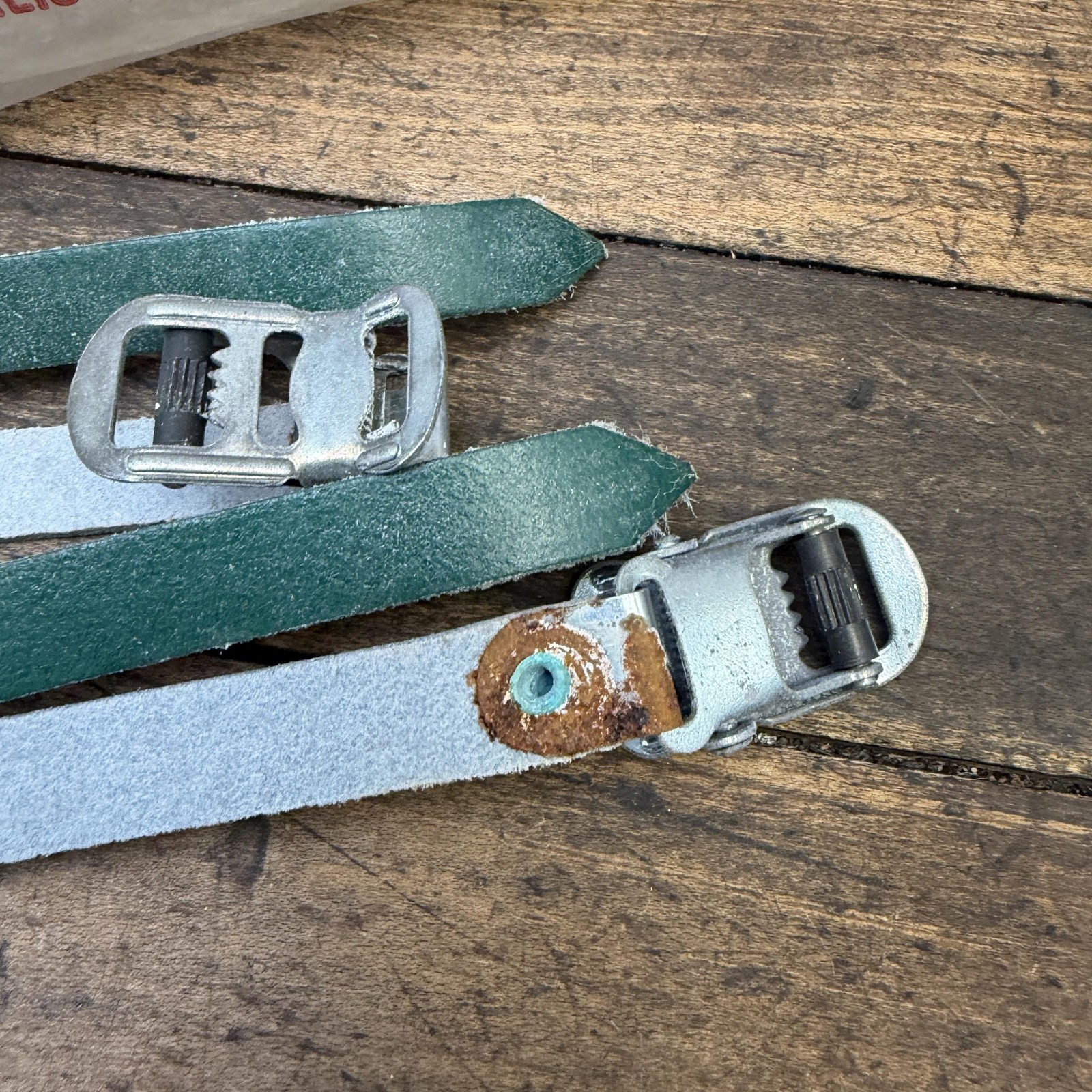 Vintage Balilla Toe Straps Green Leather Pair Road Track Bike Eroica Italy