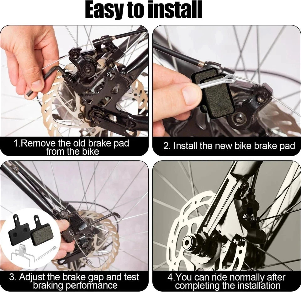 4 Pairs Bike Disc Brake Pads – Bicycle Brake Pads Replacement – Compatible with