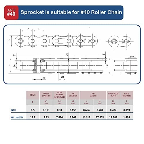 #40 Roller Chain Sprocket B Type 5/8″ 5/8″ Bore 10 Tooth Apply #40 Roller Chain