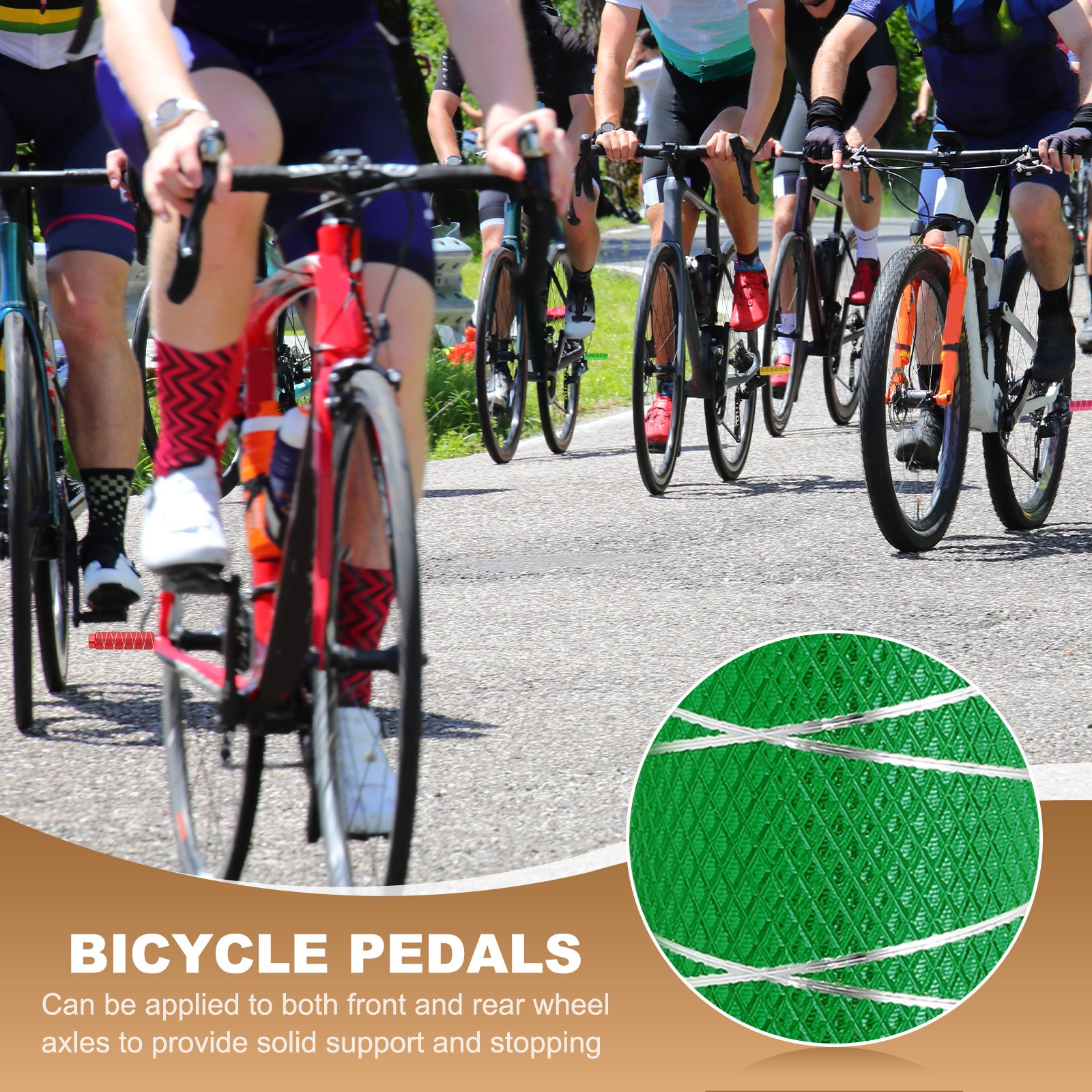 2 Pack Aluminum Alloy Bike Pegs Anti-Skid Fit 3/8 Inch with Thin Line Green