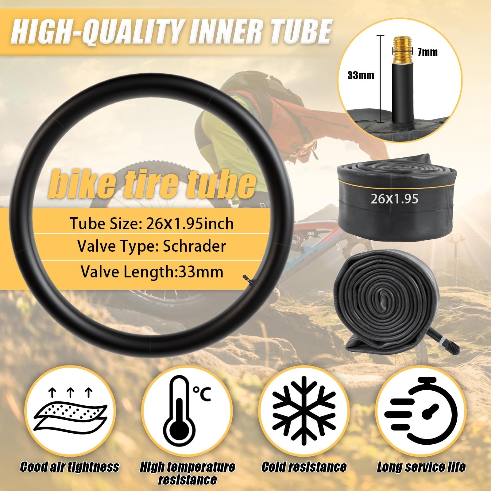 26×1.95 Mountain Bike Tire: Wear-Resistant and Puncture-Resistant 26 Inch Bik…