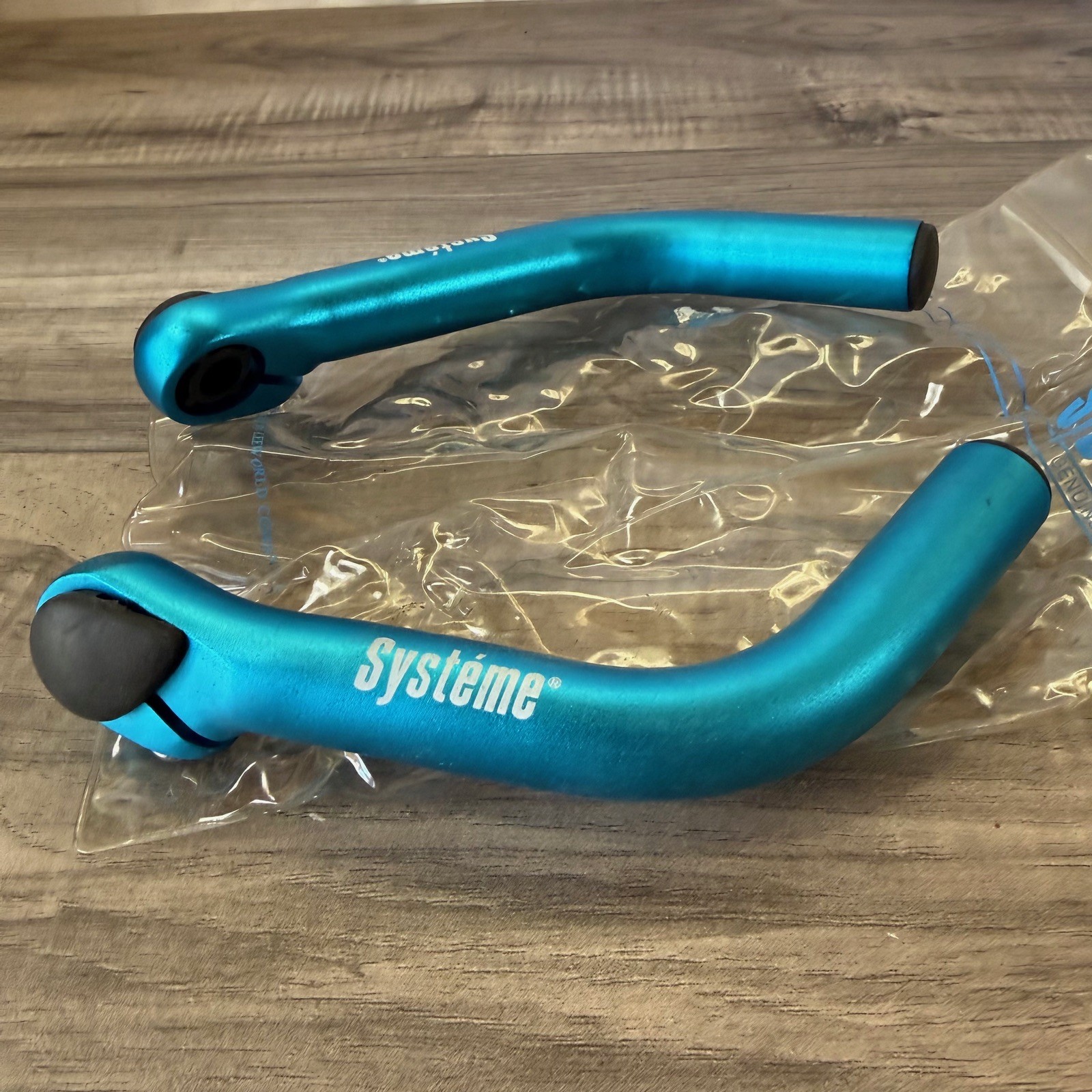 Systeme Turquoise Bar Ends Blue Ano Aluminum Long Bend NOS