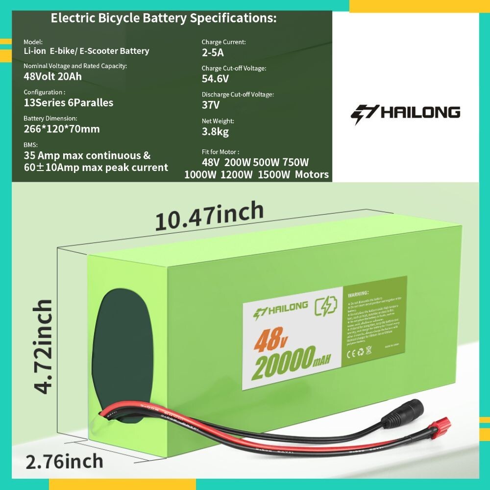 New 48v 20ah battery for 48V 200W 500W 750W 1000W 1200W Battery with charger