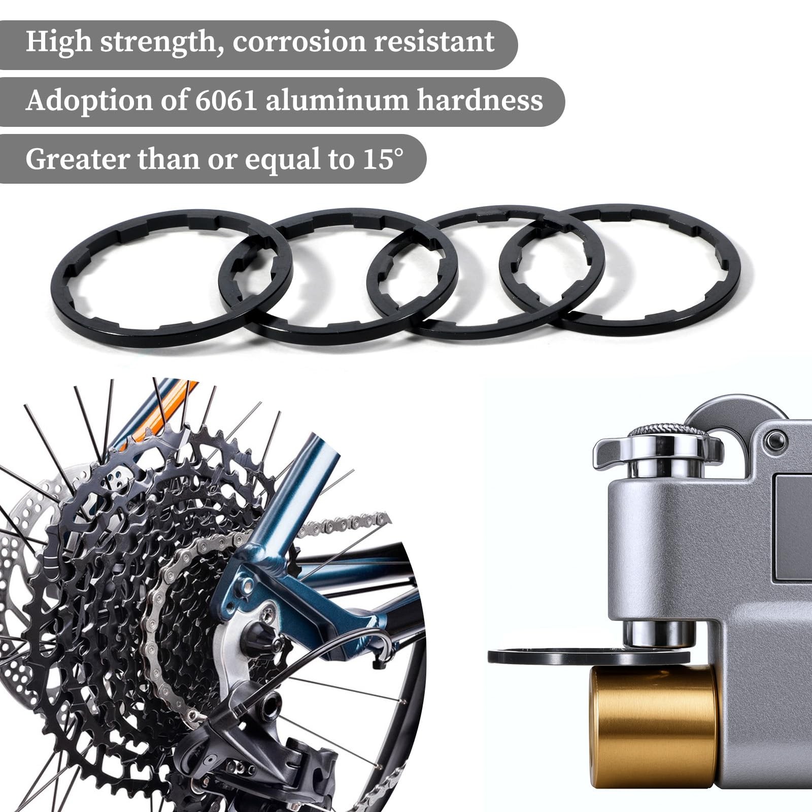 8 Pcs Headset Spacers for Bike Cassette, Bicycle Bottom Bracket Spacer 7-11Speed
