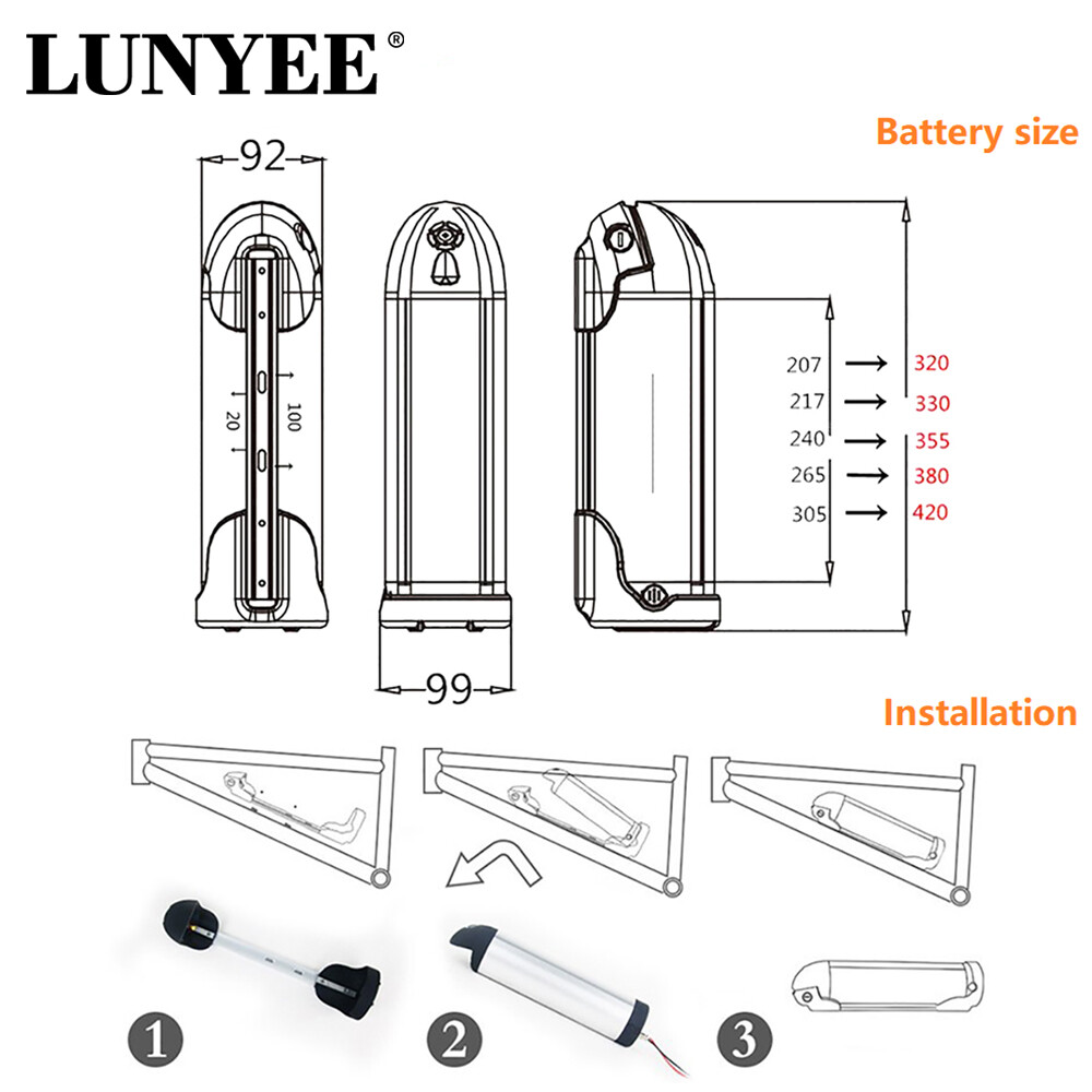 36-52V 10-18ah Electric Bicycle Water Bottle Battery For 200W-750W Motor