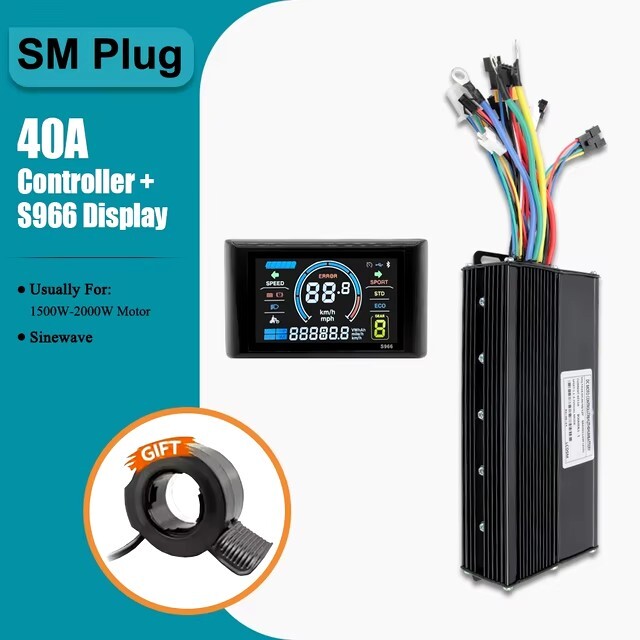 E-bike Three-Mode Sine Wave Controller 24V-48V 17A-40A w/ LCD Display 250W-2000W